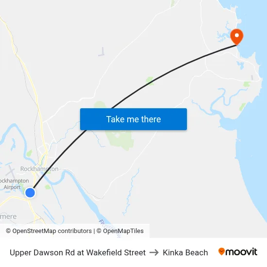 Upper Dawson Rd at Wakefield Street to Kinka Beach map