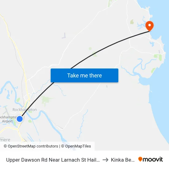 Upper Dawson Rd Near Larnach St Hail 'N' Ride to Kinka Beach map