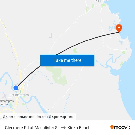 Glenmore Rd at Macalister St to Kinka Beach map