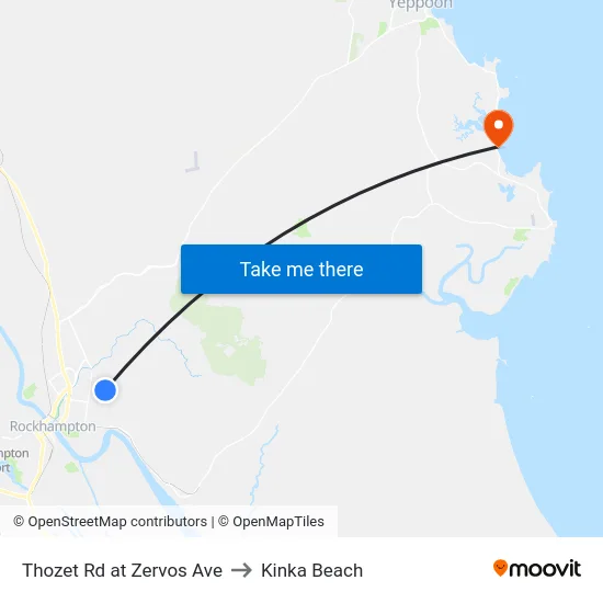 Thozet Rd at Zervos Ave to Kinka Beach map