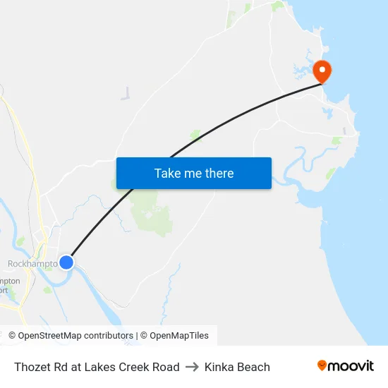 Thozet Rd at Lakes Creek Road to Kinka Beach map