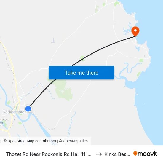 Thozet Rd Near Rockonia Rd Hail 'N' Ride to Kinka Beach map