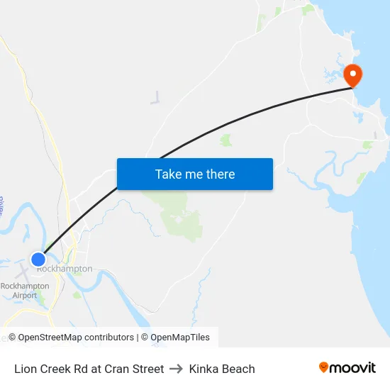 Lion Creek Rd at Cran Street to Kinka Beach map