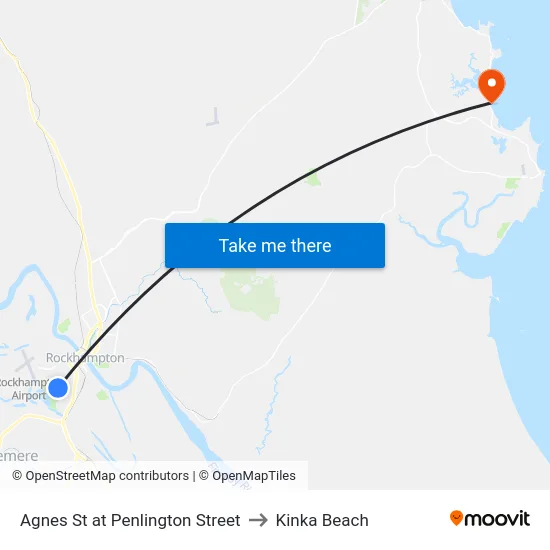 Agnes St at Penlington Street to Kinka Beach map