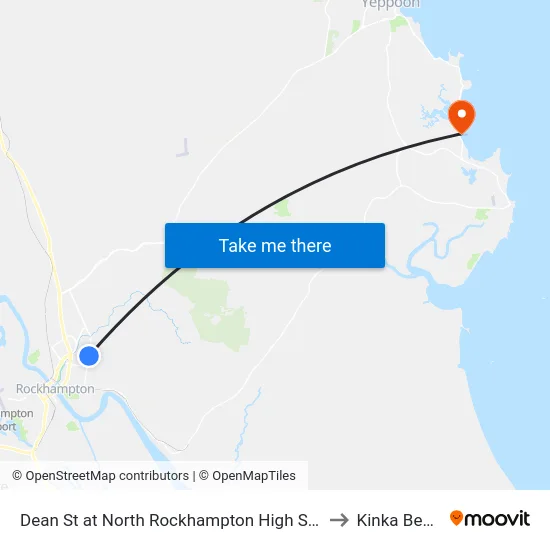 Dean St at North Rockhampton High School to Kinka Beach map