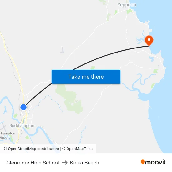 Glenmore High School to Kinka Beach map