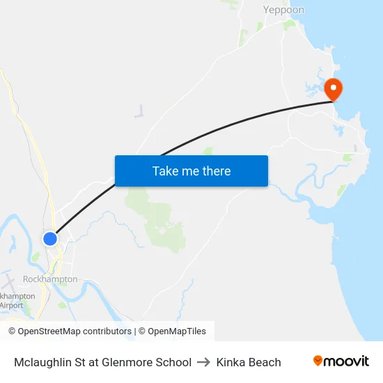Mclaughlin St at Glenmore School to Kinka Beach map