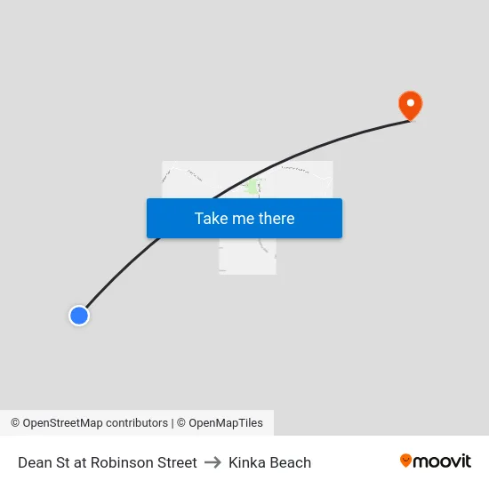 Dean St at Robinson Street to Kinka Beach map