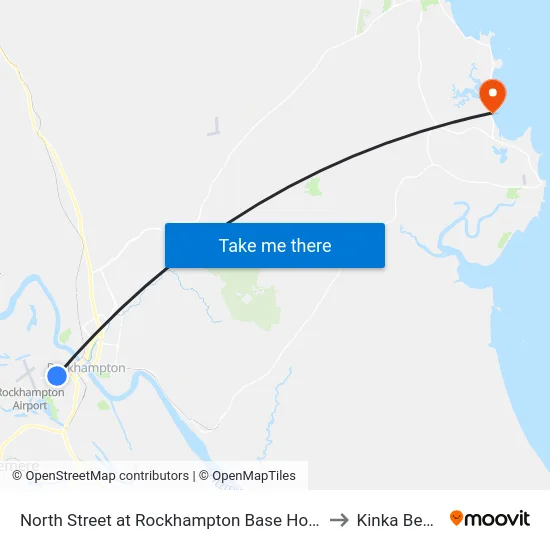 North Street at Rockhampton Base Hospital to Kinka Beach map