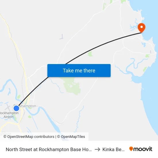 North Street at Rockhampton Base Hospital to Kinka Beach map