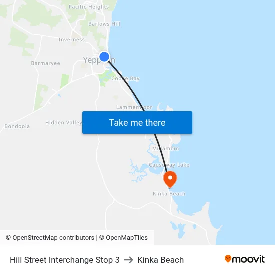 Hill Street Interchange Stop 3 to Kinka Beach map