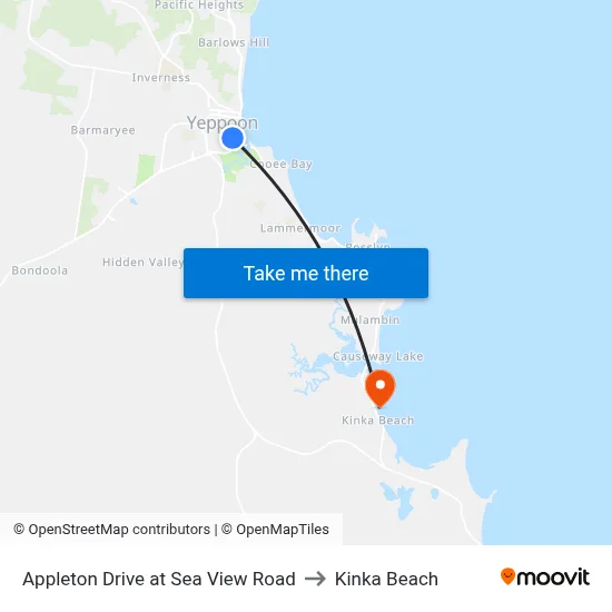 Appleton Drive at Sea View Road to Kinka Beach map