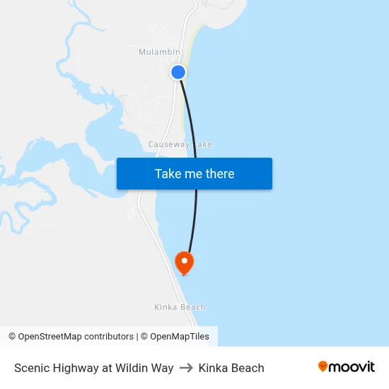 Scenic Highway at Wildin Way to Kinka Beach map