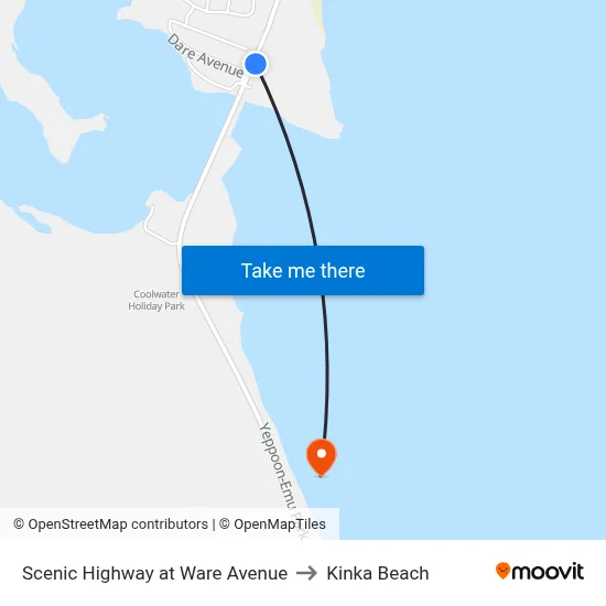 Scenic Highway at Ware Avenue to Kinka Beach map