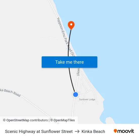Scenic Highway at Sunflower Street to Kinka Beach map