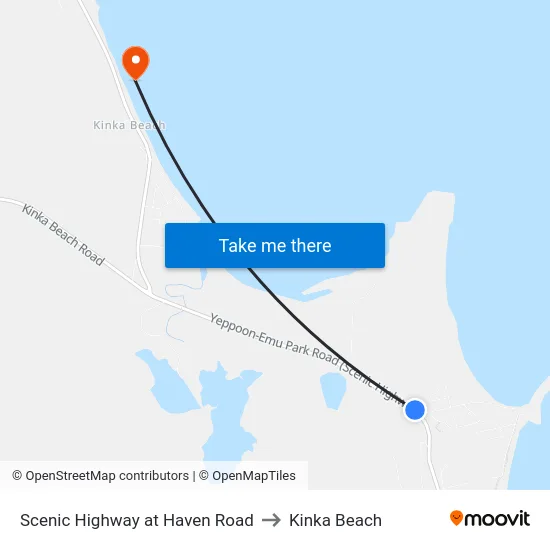 Scenic Highway at Haven Road to Kinka Beach map