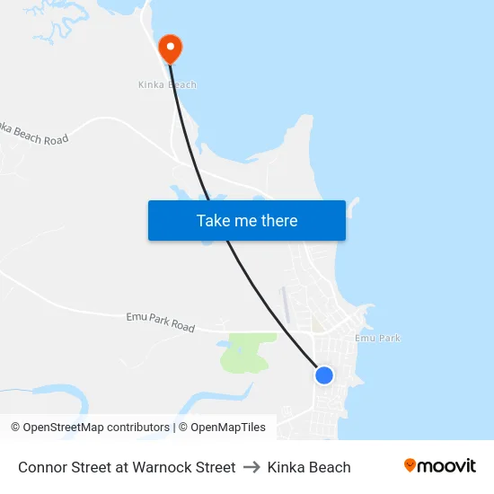 Connor Street at Warnock Street to Kinka Beach map