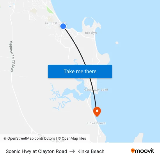 Scenic Hwy at Clayton Road to Kinka Beach map
