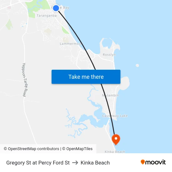 Gregory St at Percy Ford St to Kinka Beach map