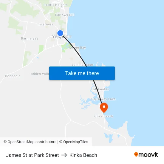 James St at Park Street to Kinka Beach map