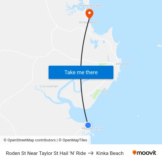 Roden St Near Taylor St Hail 'N' Ride to Kinka Beach map