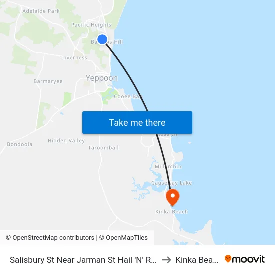 Salisbury St Near Jarman St Hail 'N' Ride to Kinka Beach map