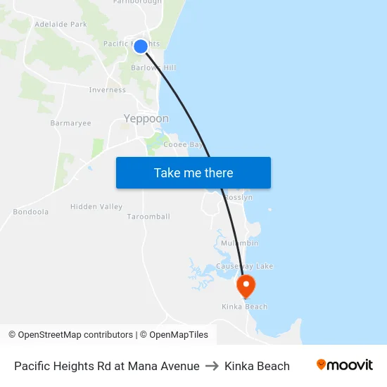 Pacific Heights Rd at Mana Avenue to Kinka Beach map