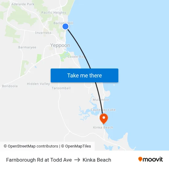 Farnborough Rd at Todd Ave to Kinka Beach map