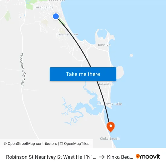 Robinson St Near Ivey St West Hail 'N' Ride to Kinka Beach map