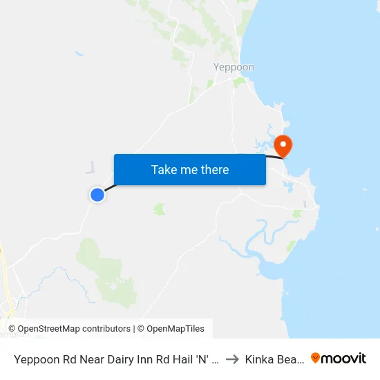 Yeppoon Rd Near Dairy Inn Rd Hail 'N' Ride to Kinka Beach map