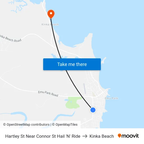 Hartley St Near Connor St Hail 'N' Ride to Kinka Beach map
