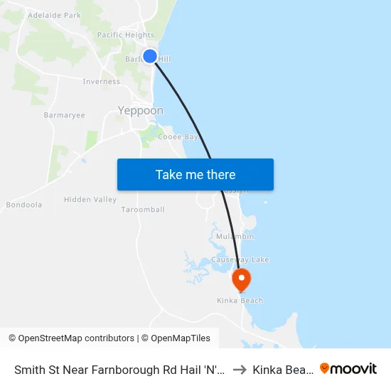 Smith St Near Farnborough Rd Hail 'N' Ride to Kinka Beach map