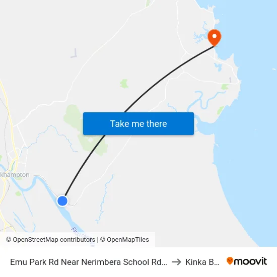 Emu Park Rd Near Nerimbera School Rd Hail 'N' Ride to Kinka Beach map