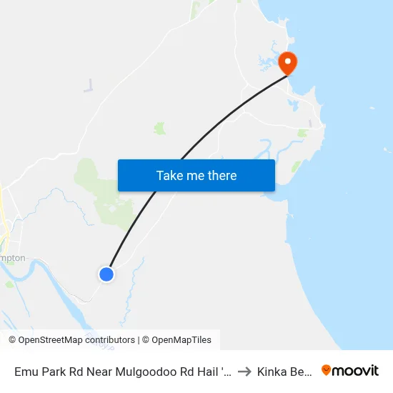 Emu Park Rd Near Mulgoodoo Rd Hail 'N' Ride to Kinka Beach map