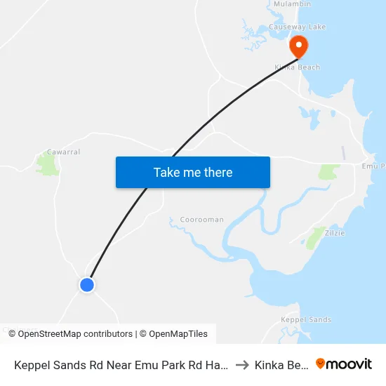 Keppel Sands Rd Near Emu Park Rd Hail 'N' Ride to Kinka Beach map