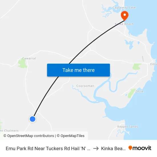 Emu Park Rd Near Tuckers Rd Hail 'N' Ride to Kinka Beach map