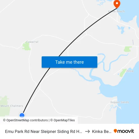 Emu Park Rd Near Sleipner Siding Rd Hail 'N' Ride to Kinka Beach map