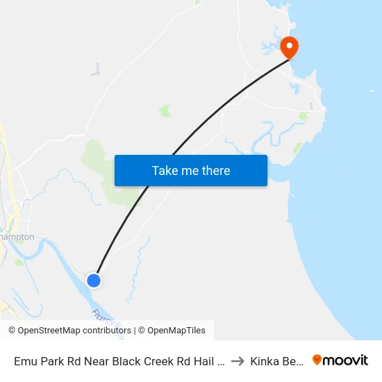 Emu Park Rd Near Black Creek Rd Hail 'N' Ride to Kinka Beach map