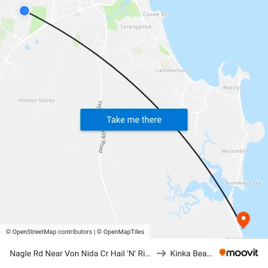 Nagle Rd Near Von Nida Cr Hail 'N' Ride to Kinka Beach map