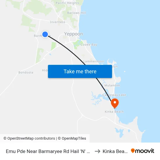 Emu Pde Near Barmaryee Rd Hail 'N' Ride to Kinka Beach map