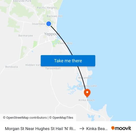 Morgan St Near Hughes St Hail 'N' Ride to Kinka Beach map