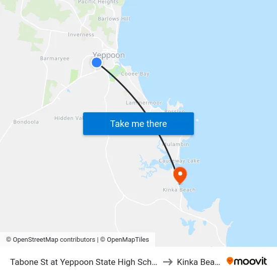 Tabone St at Yeppoon State High School to Kinka Beach map