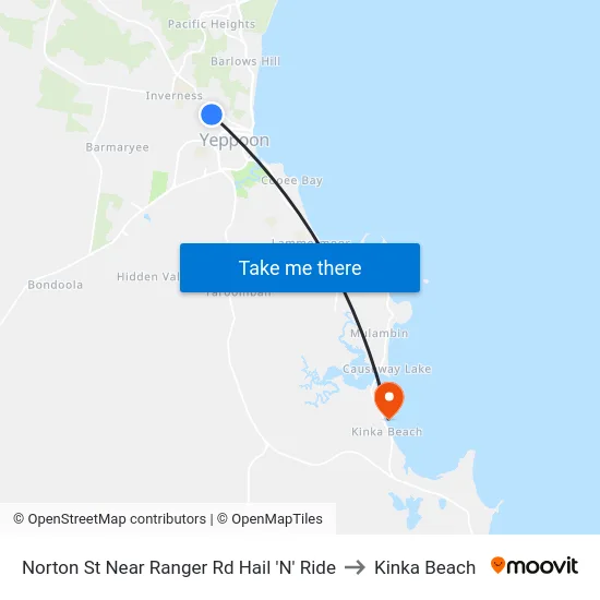 Norton St Near Ranger Rd Hail 'N' Ride to Kinka Beach map