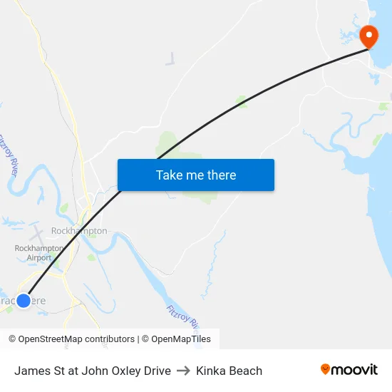 James St at John Oxley Drive to Kinka Beach map