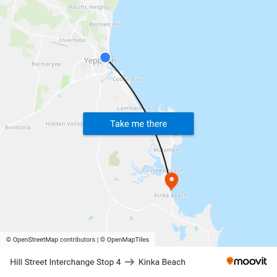 Hill Street Interchange Stop 4 to Kinka Beach map