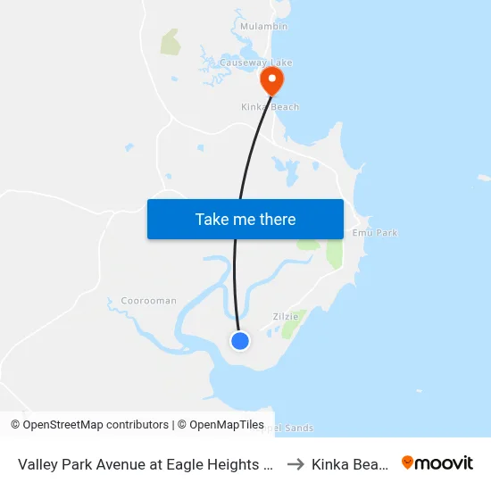 Valley Park Avenue at Eagle Heights Rd to Kinka Beach map