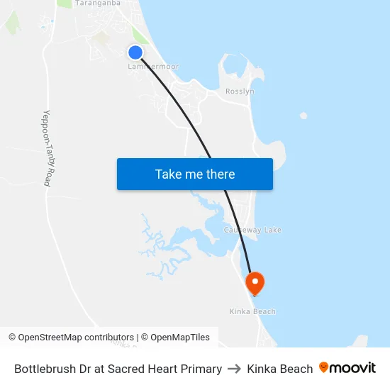 Bottlebrush Dr at Sacred Heart Primary to Kinka Beach map