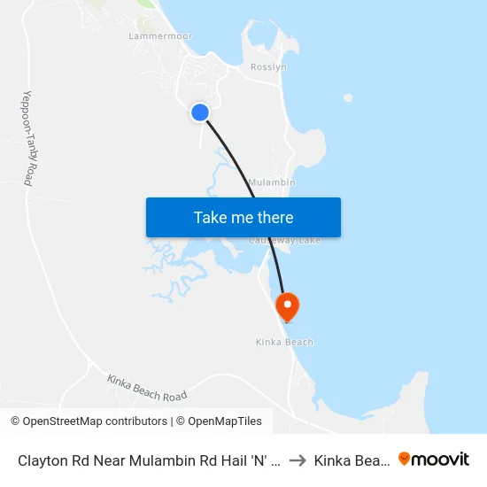 Clayton Rd Near Mulambin Rd Hail 'N' Ride to Kinka Beach map