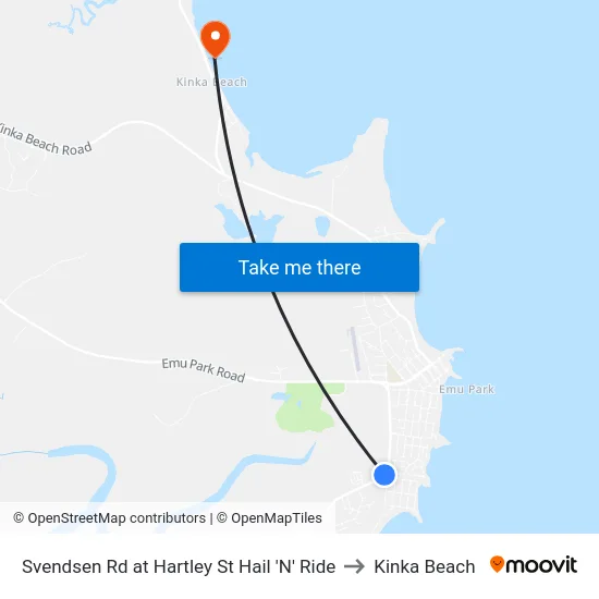 Svendsen Rd at Hartley St Hail 'N' Ride to Kinka Beach map