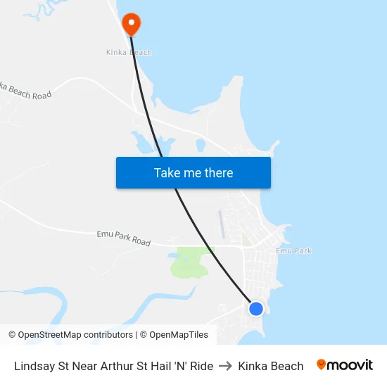 Lindsay St Near Arthur St Hail 'N' Ride to Kinka Beach map
